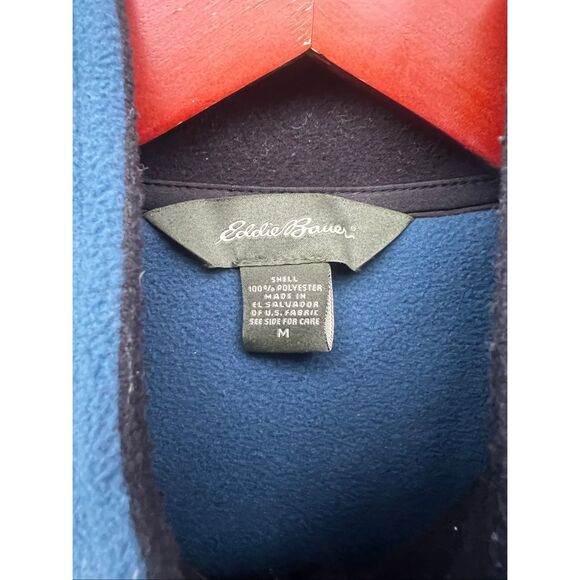 Eddie Bauer men’s medium Polartec Wind Pro fleece vest blue black cozy vintage - Picture 5 of 5